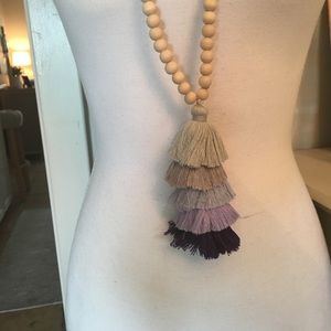 Tassel Necklace with Wood Beads
